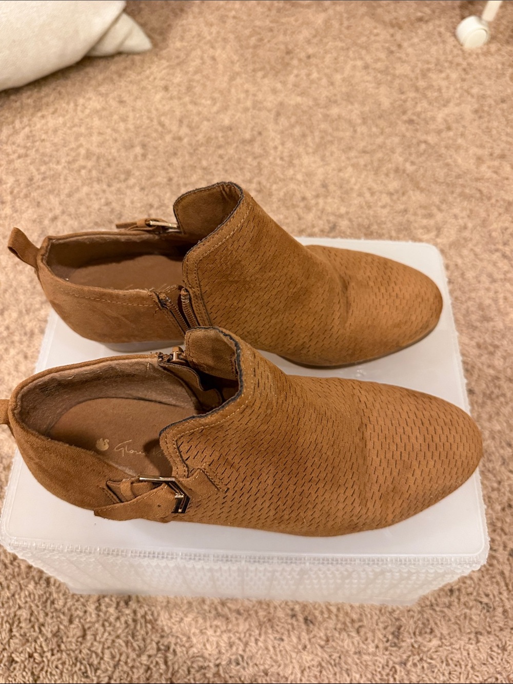 Gloria Vanderbilt Tan Suede Chukka Boots with Buckle Detail